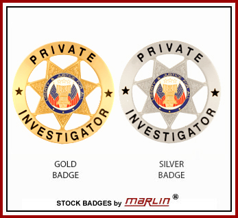 PRIVATE INVESTIGATOR 7-PT STAR CIRCLE BADGES
