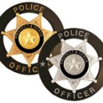 BLACK CIRCLE 7 PT STAR POLICE OFFICER BADGES